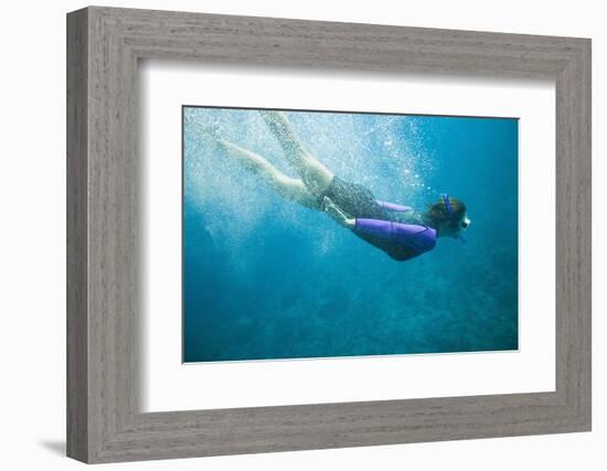 Snorkeler Diving Underwater-DLILLC-Framed Photographic Print