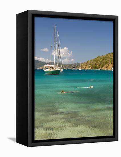 Snorkelers in Idyllic Cove, Norman Island, Bvi-Trish Drury-Framed Premier Image Canvas