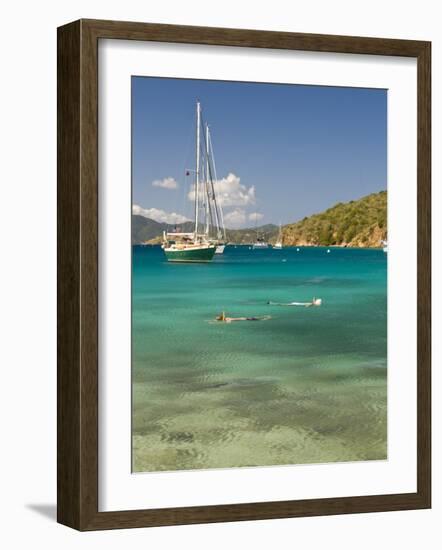 Snorkelers in Idyllic Cove, Norman Island, Bvi-Trish Drury-Framed Photographic Print