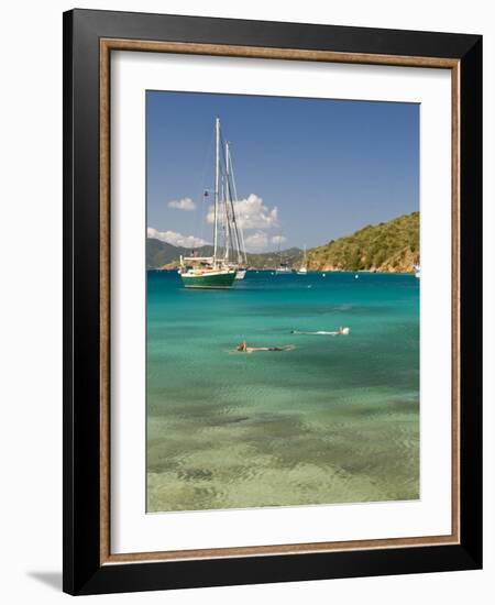 Snorkelers in Idyllic Cove, Norman Island, Bvi-Trish Drury-Framed Photographic Print