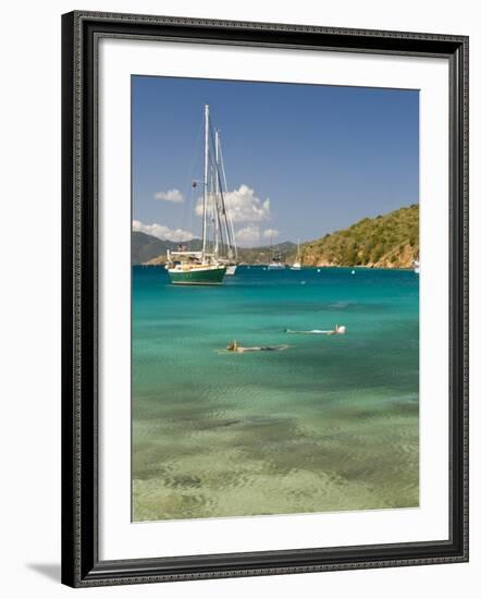 Snorkelers in Idyllic Cove, Norman Island, Bvi-Trish Drury-Framed Photographic Print