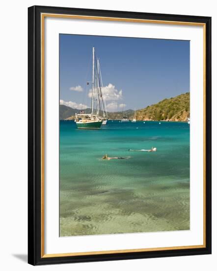 Snorkelers in Idyllic Cove, Norman Island, Bvi-Trish Drury-Framed Photographic Print