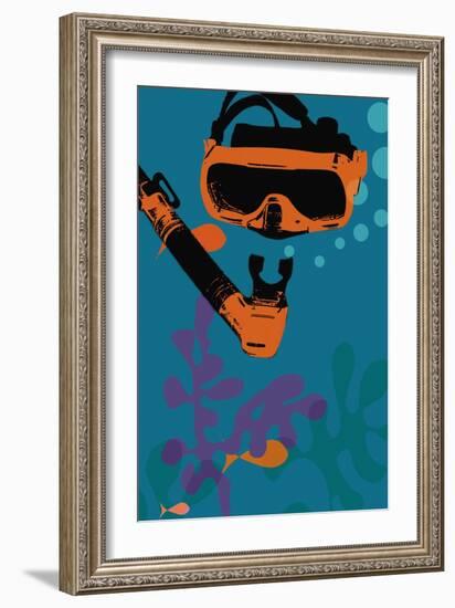 Snorkeling illustration-null-Framed Giclee Print