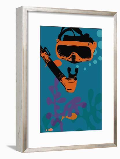 Snorkeling illustration-null-Framed Giclee Print