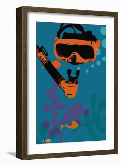 Snorkeling illustration-null-Framed Giclee Print