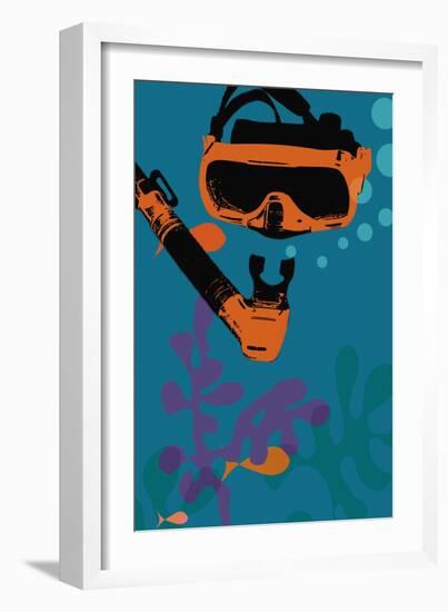 Snorkeling illustration-null-Framed Giclee Print