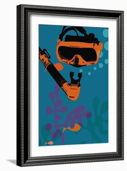 Snorkeling illustration-null-Framed Giclee Print