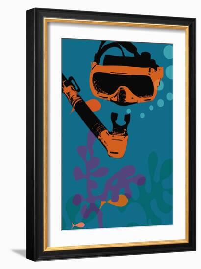 Snorkeling illustration-null-Framed Giclee Print