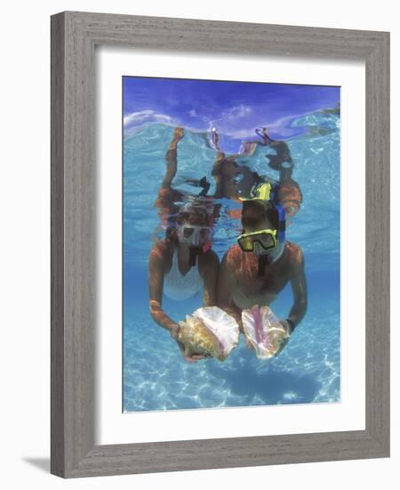 Snorkeling in the Blue Waters of the Bahamas-Greg Johnston-Framed Photographic Print