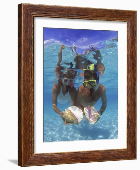 Snorkeling in the Blue Waters of the Bahamas-Greg Johnston-Framed Photographic Print