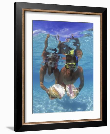 Snorkeling in the Blue Waters of the Bahamas-Greg Johnston-Framed Photographic Print