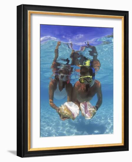 Snorkeling in the Blue Waters of the Bahamas-Greg Johnston-Framed Photographic Print