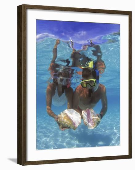 Snorkeling in the Blue Waters of the Bahamas-Greg Johnston-Framed Photographic Print