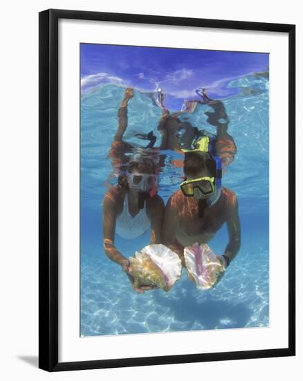 Snorkeling in the Blue Waters of the Bahamas-Greg Johnston-Framed Photographic Print