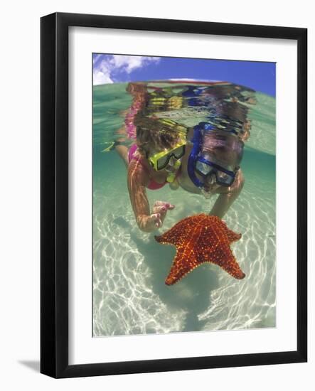 Snorkeling in the Blue Waters of the Bahamas-Greg Johnston-Framed Photographic Print