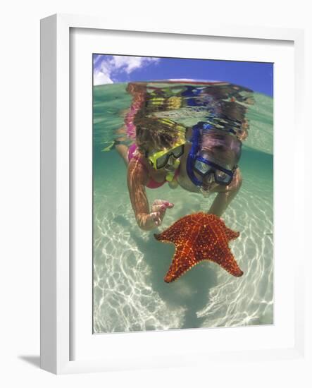 Snorkeling in the Blue Waters of the Bahamas-Greg Johnston-Framed Photographic Print