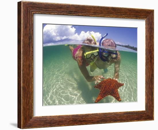 Snorkeling in the Blue Waters of the Bahamas-Greg Johnston-Framed Photographic Print