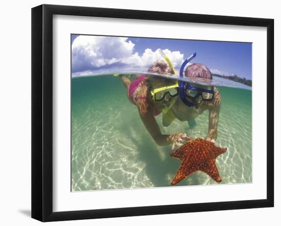 Snorkeling in the Blue Waters of the Bahamas-Greg Johnston-Framed Photographic Print