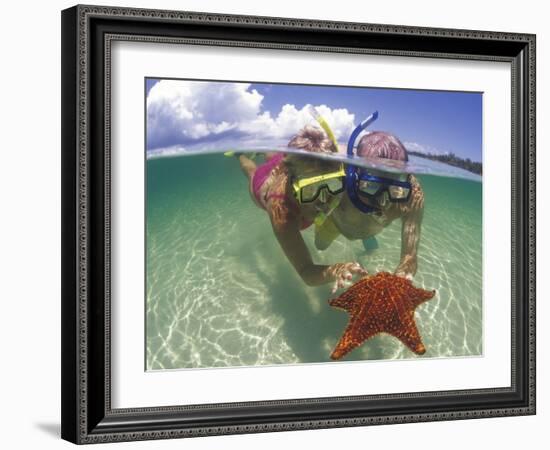 Snorkeling in the Blue Waters of the Bahamas-Greg Johnston-Framed Photographic Print