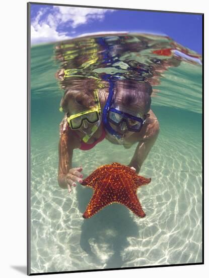 Snorkeling in the Blue Waters of the Bahamas-Greg Johnston-Mounted Photographic Print