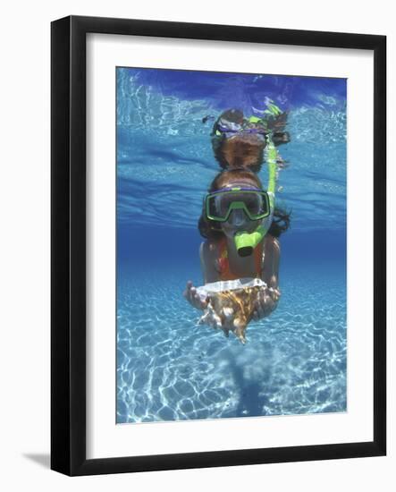 Snorkeling in the Blue Waters of the Bahamas-Greg Johnston-Framed Photographic Print