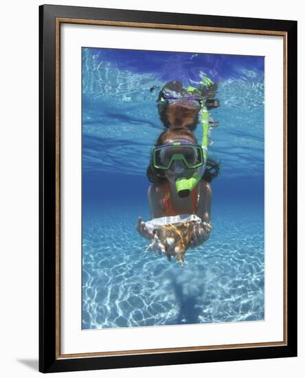 Snorkeling in the Blue Waters of the Bahamas-Greg Johnston-Framed Photographic Print