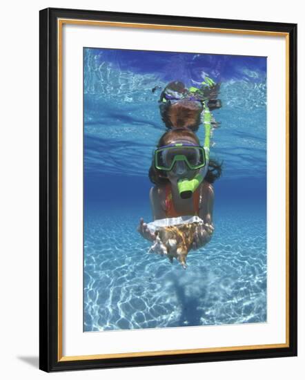 Snorkeling in the Blue Waters of the Bahamas-Greg Johnston-Framed Photographic Print