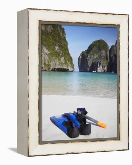 Snorkelling Equipment on Beach, Ao Maya, Ko Phi Phi Leh, Thailand-Ian Trower-Framed Premier Image Canvas