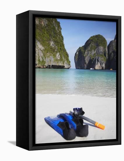 Snorkelling Equipment on Beach, Ao Maya, Ko Phi Phi Leh, Thailand-Ian Trower-Framed Premier Image Canvas