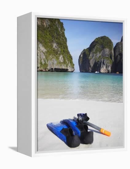 Snorkelling Equipment on Beach, Ao Maya, Ko Phi Phi Leh, Thailand-Ian Trower-Framed Premier Image Canvas