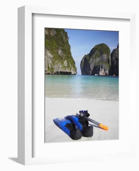 Snorkelling Equipment on Beach, Ao Maya, Ko Phi Phi Leh, Thailand-Ian Trower-Framed Photographic Print