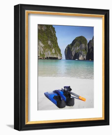 Snorkelling Equipment on Beach, Ao Maya, Ko Phi Phi Leh, Thailand-Ian Trower-Framed Photographic Print