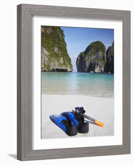 Snorkelling Equipment on Beach, Ao Maya, Ko Phi Phi Leh, Thailand-Ian Trower-Framed Photographic Print