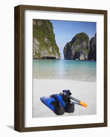 Snorkelling Equipment on Beach, Ao Maya, Ko Phi Phi Leh, Thailand-Ian Trower-Framed Photographic Print