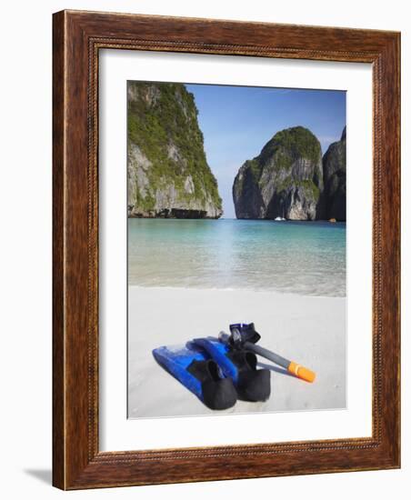 Snorkelling Equipment on Beach, Ao Maya, Ko Phi Phi Leh, Thailand-Ian Trower-Framed Photographic Print