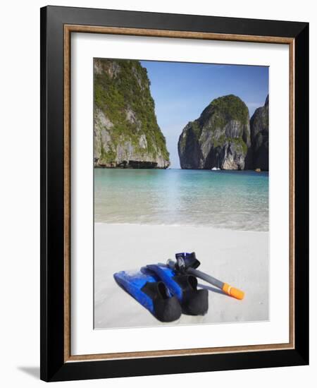 Snorkelling Equipment on Beach, Ao Maya, Ko Phi Phi Leh, Thailand-Ian Trower-Framed Photographic Print