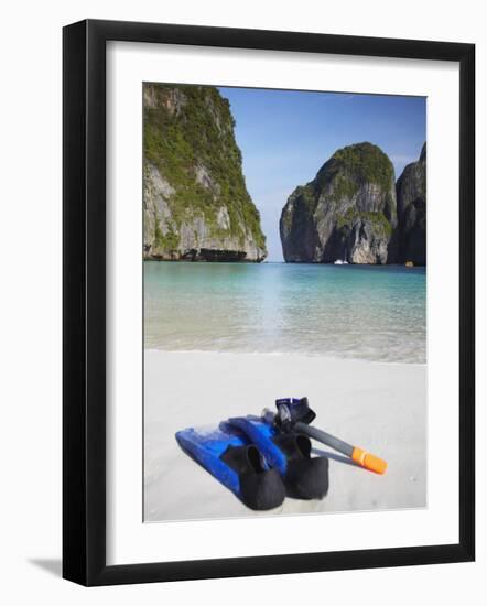 Snorkelling Equipment on Beach, Ao Maya, Ko Phi Phi Leh, Thailand-Ian Trower-Framed Photographic Print