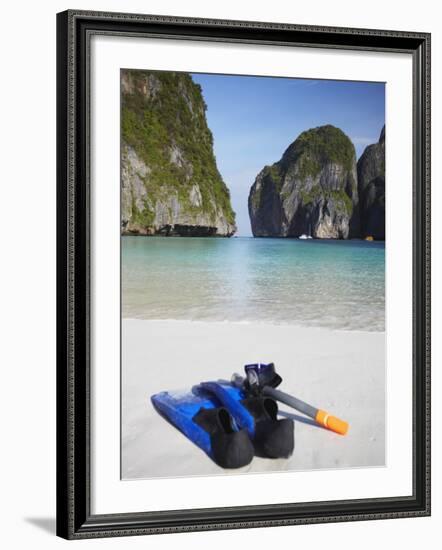 Snorkelling Equipment on Beach, Ao Maya, Ko Phi Phi Leh, Thailand-Ian Trower-Framed Photographic Print