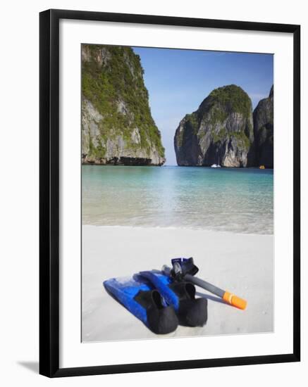 Snorkelling Equipment on Beach, Ao Maya, Ko Phi Phi Leh, Thailand-Ian Trower-Framed Photographic Print
