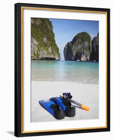 Snorkelling Equipment on Beach, Ao Maya, Ko Phi Phi Leh, Thailand-Ian Trower-Framed Photographic Print