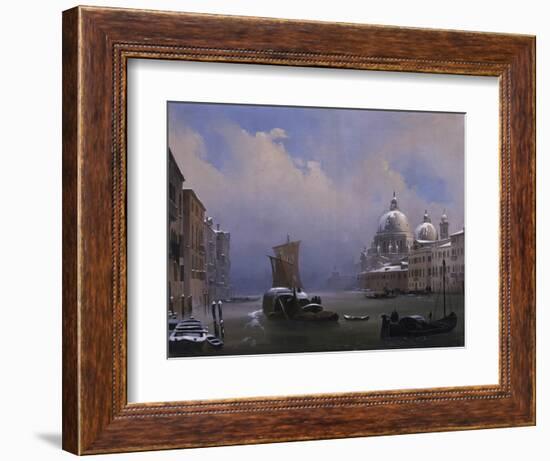 Snow and Fog in Venice (Grand Canal and Church of the Salute)-Ippolito Caffi-Framed Art Print