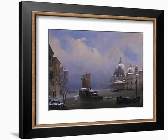 Snow and Fog in Venice (Grand Canal and Church of the Salute)-Ippolito Caffi-Framed Art Print