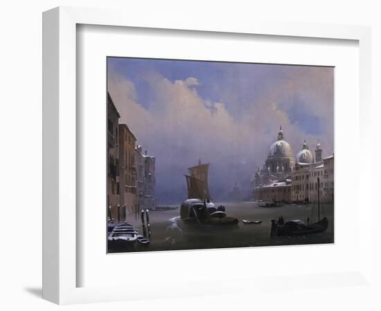 Snow and Fog in Venice (Grand Canal and Church of the Salute)-Ippolito Caffi-Framed Art Print