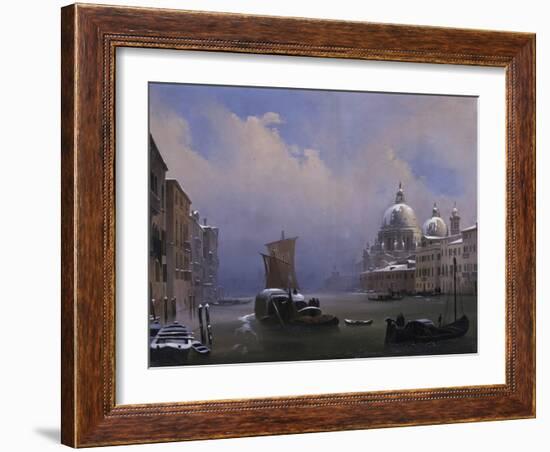 Snow and Fog in Venice (Grand Canal and Church of the Salute)-Ippolito Caffi-Framed Art Print