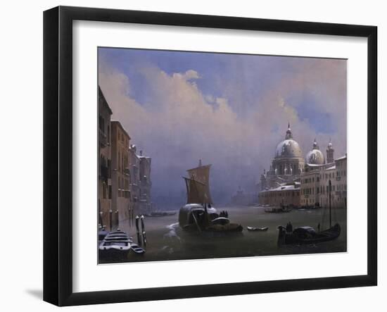 Snow and Fog in Venice (Grand Canal and Church of the Salute)-Ippolito Caffi-Framed Art Print