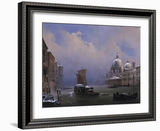 Snow and Fog in Venice (Grand Canal and Church of the Salute)-Ippolito Caffi-Framed Art Print