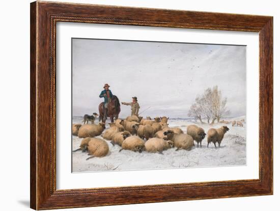 Snow and Sheep, 1884 (Oil on Board)-Thomas Sidney Cooper-Framed Giclee Print