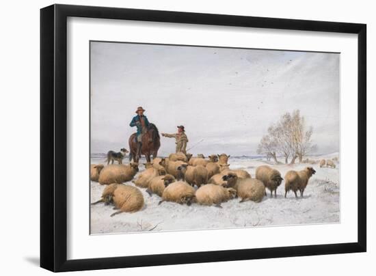 Snow and Sheep, 1884 (Oil on Board)-Thomas Sidney Cooper-Framed Giclee Print