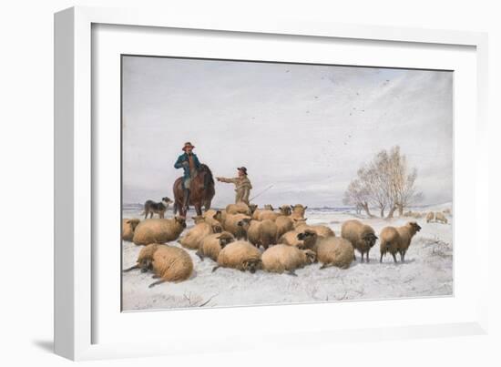 Snow and Sheep, 1884 (Oil on Board)-Thomas Sidney Cooper-Framed Giclee Print