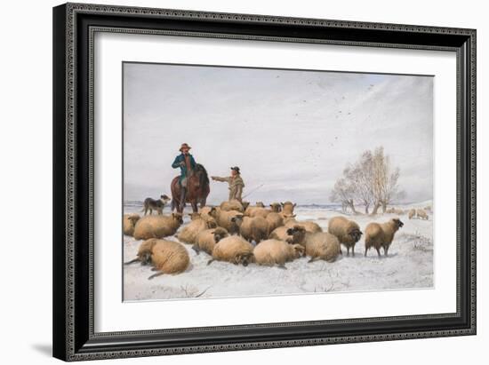 Snow and Sheep, 1884 (Oil on Board)-Thomas Sidney Cooper-Framed Giclee Print